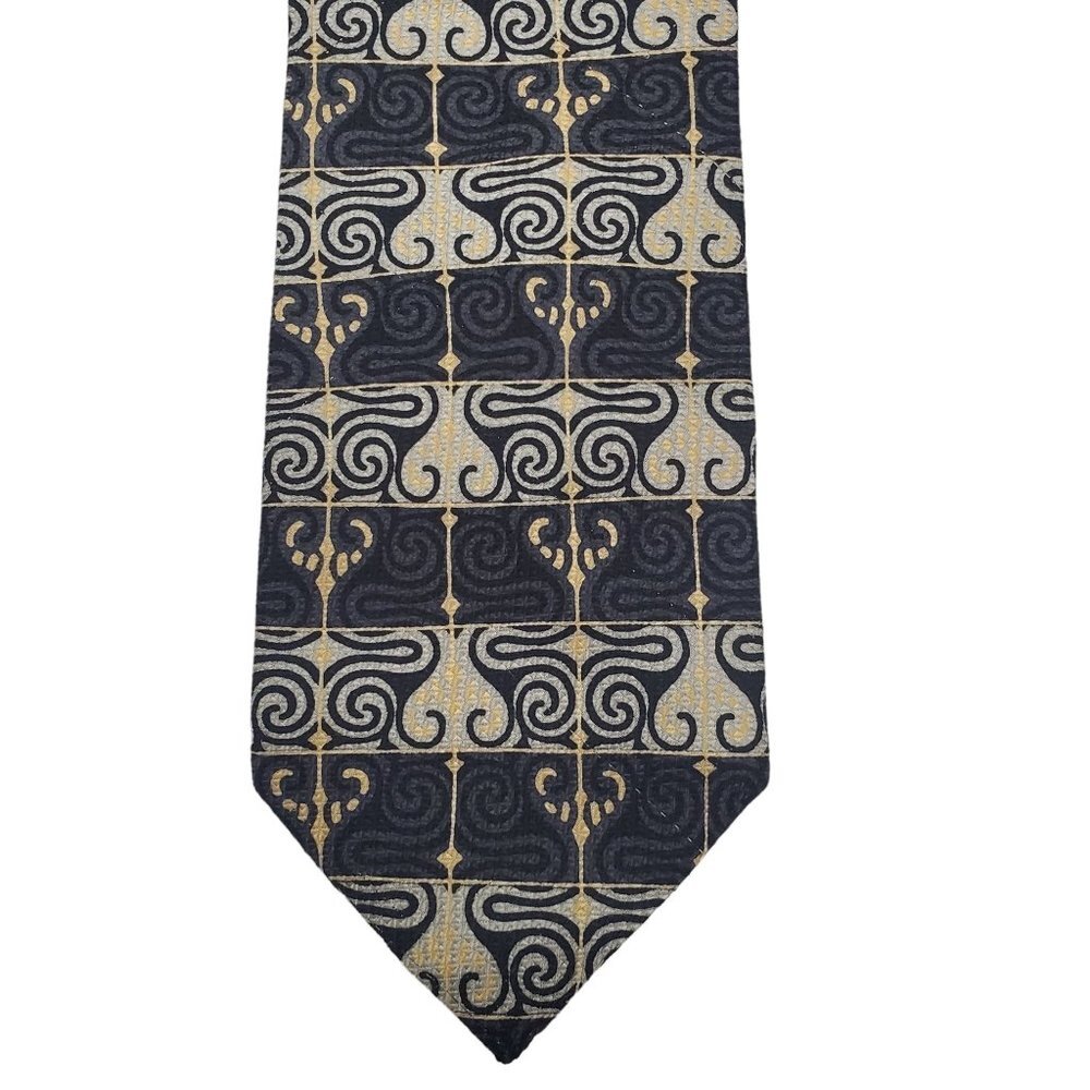 Luciano Gatti Vintage Gray Silver‎ Geometric Abstract All Silk Italy Made Tie